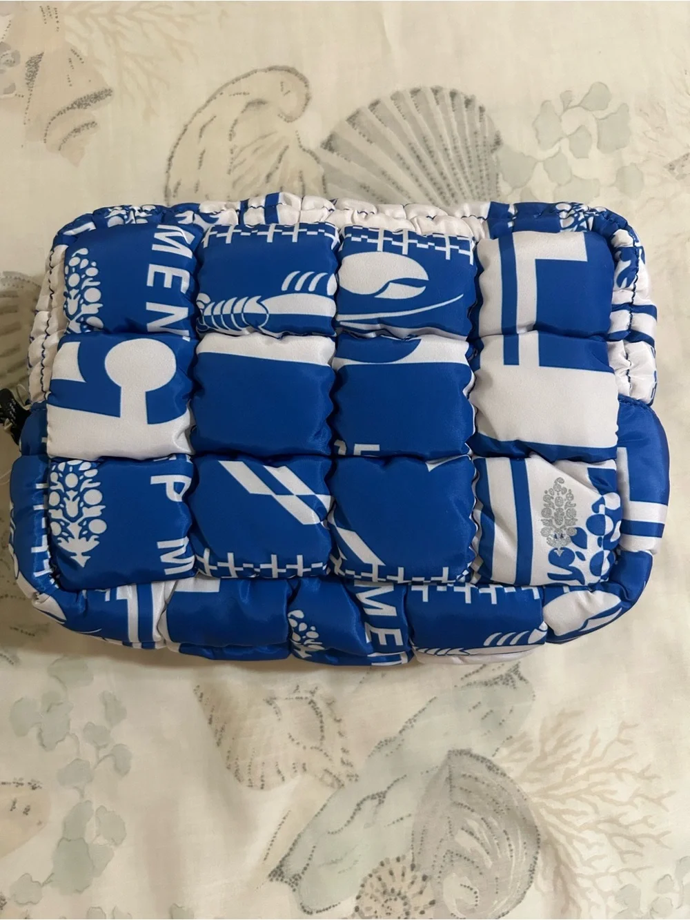 Blue Patterned Wristlet Cosmetic Pouch - Unbranded